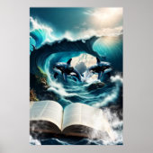 Ein schwimmendes Dampfbad Orca in der Welle. Poster (Vorne)