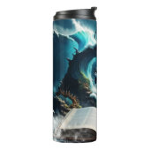 Ein schwimmendes Dampfbad Orca in der Welle. Thermosbecher (Nach links gedreht)