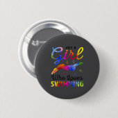 Ein Schwimmer-Spieler, der Schwimmen liebt Button (Vorne & Hinten)
