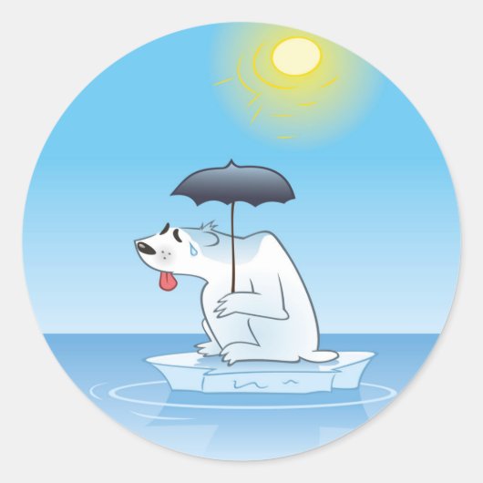 Ein schwitziger Eisbär beim Schmelzen von Eis Runder Aufkleber (Vorderseite)