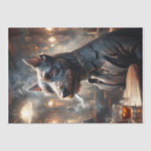 Ein Scott Terrier Hund untersucht 1920 in einem Pu Seidenpapier (Vorderseite)