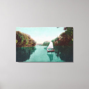 Ein Segelboot auf dem Feather RiverMarysville, CA Leinwanddruck