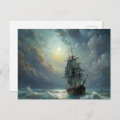 Ein Segelschiff im Meer Postkarte (Vorne/Hinten)