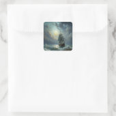 Ein Segelschiff im Meer Quadratischer Aufkleber (Tasche)