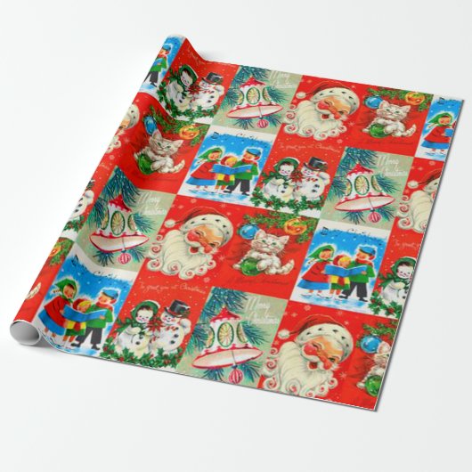 Ein sehr altes Weihnachtswrapping Paper Geschenkpapier (Ungerollt)