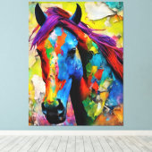 Ein sehr buntes Pferd Leinwanddruck (Insitu (Holzboden))