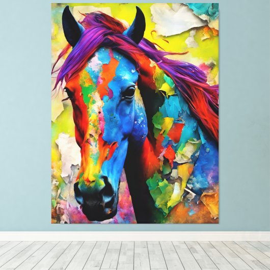 Ein sehr buntes Pferd Leinwanddruck (Insitu (Holzboden))