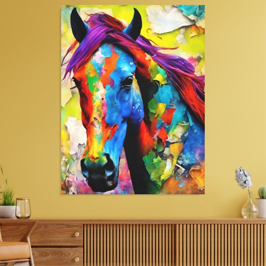 Ein sehr buntes Pferd Leinwanddruck (Insitu (Wohnzimmer))