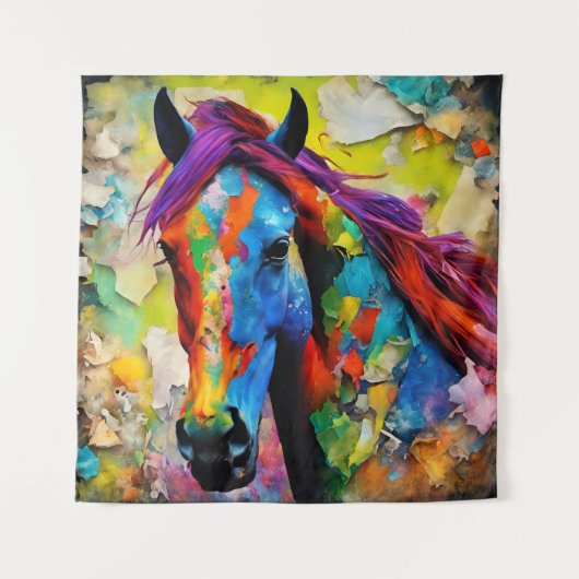 Ein sehr buntes Pferd Wandteppich (Vorderseite)