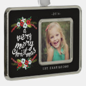 Ein sehr frohe Weihnacht-schwarzes mit Rahmen-Ornament Silber (Rechts)