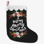 Ein sehr frohe Weihnachten floral Black Kleiner Weihnachtsstrumpf (Vorderseite)