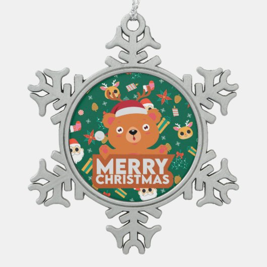 Ein sehr frohe Weihnachten Schneeflocken Zinn-Ornament (Vorderseite)