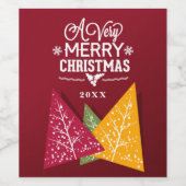 Ein sehr frohe Weihnachten | Stilisierte Bäume | B Weinetikett (Einzelnes Label)