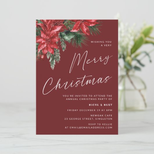 Ein sehr frohe Weihnachts-Klassik-Party Rot Einladung (Stehend Vorderseite)