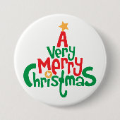 Ein sehr froher Weihnachts-Round-Button Button (Vorderseite)