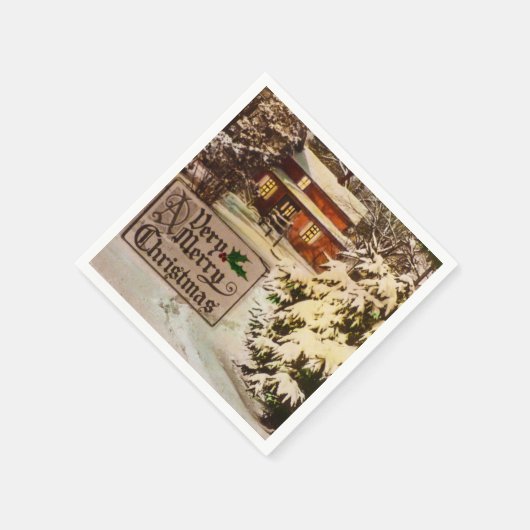 Ein sehr froher Weihnachtsklassiker traditioneller Serviette (Ecke)