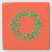 Ein sehr froher Weihnachtskranz Steinuntersetzer (Vorderseite)