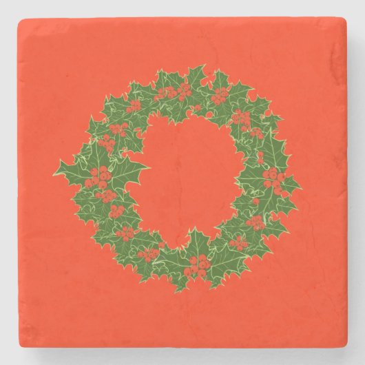 Ein sehr froher Weihnachtskranz Steinuntersetzer (Vorderseite)