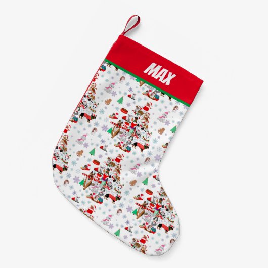 Ein sehr frohes Doggie Weihnachten Kleiner Weihnachtsstrumpf (Vorderansicht (hängend))