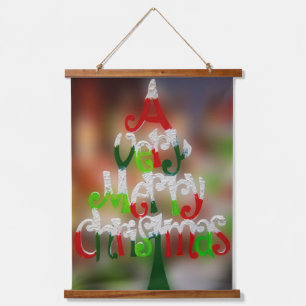 Ein sehr frohes Weihnachtsbaumband Wandteppich Mit Holzrahmen