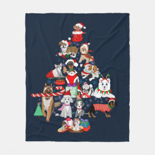 Ein sehr fröhliches Hündchen-Weihnachten  Fleecedecke