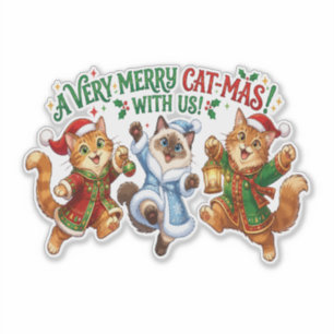 Ein sehr fröhliches Kat-Mas-Weihnachten Katzen Aufkleber