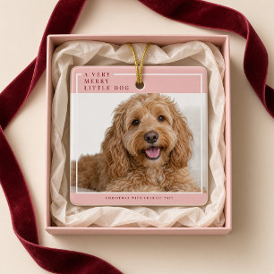 Ein sehr fröhliches kleines Hunde-Weihnachts-Foto- Keramikornament