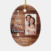 Ein sehr fröhliches Weihnachtsbaum Foto Rustikales Keramik Ornament (Vorne)