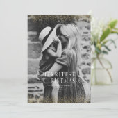 Ein sehr Funkelnd Weihnachts-Glitzer Gold-Foto Einladung (Stehend Vorderseite)