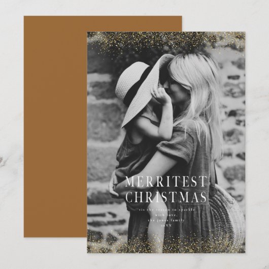 Ein sehr Funkelnd Weihnachts-Glitzer Gold-Foto Einladung (Vorne/Hinten)