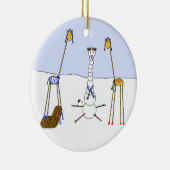 Ein sehr Giraffen-Weihnachten - Schneemann Keramikornament (Rechts)