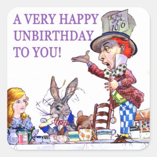 Ein sehr glückliches Un-Geburtstag an Sie! Quadratischer Aufkleber