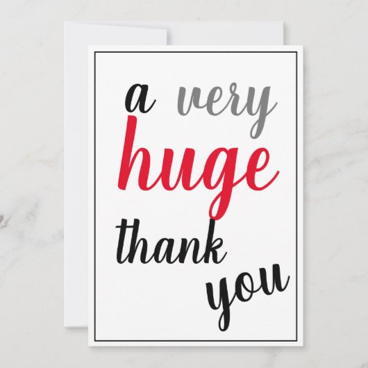 Ein sehr großer Dank, dass Sie Red Black Gray schä Dankeskarte (Vorderseite)