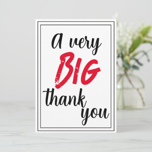 Ein sehr großes Dankeschön an Red Black Gerahmt We Dankeskarte (Stehend Vorderseite)