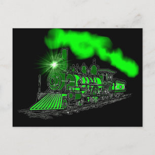 Ein sehr heller Neon Green Train Motor Postkarte
