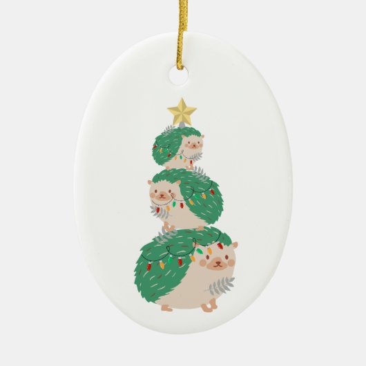 Ein sehr Igel Weihnachten Keramik Ornament (Vorne)