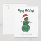Ein sehr kaktischer Weihnachtsschneemann Postkarte (Vorne/Hinten)