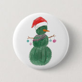 Ein sehr Kaktus-WeihnachtsSchneemann Button (Vorderseite)