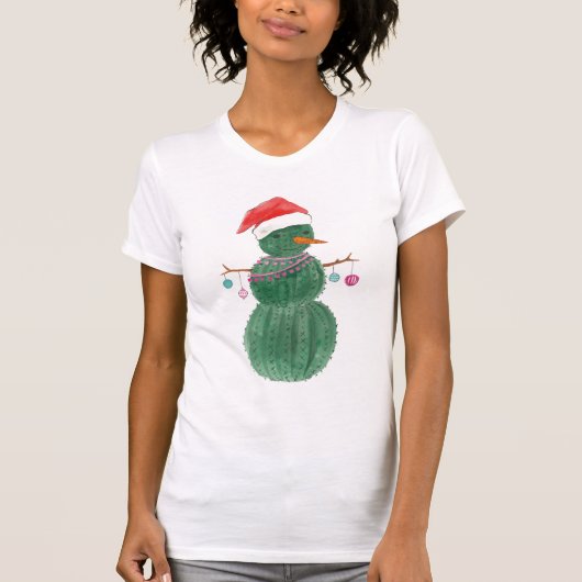 Ein sehr Kaktus-WeihnachtsSchneemann T-Shirt (Vorderseite)
