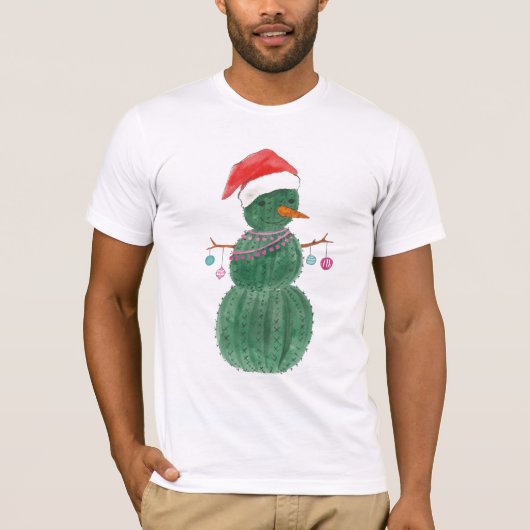 Ein sehr Kaktus-WeihnachtsSchneemann T-Shirt (Vorderseite)