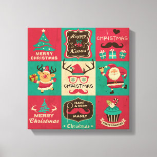 Ein sehr manches Weihnachts-Mustache-Collage Leinwanddruck