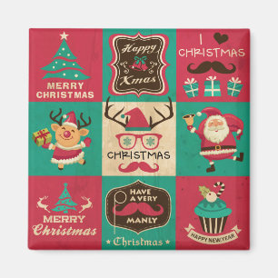 Ein sehr manches Weihnachts-Mustache Collage Magne Magnet