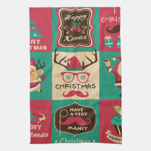 Ein sehr manches Weihnachtshandtuch aus Mustache Geschirrtuch