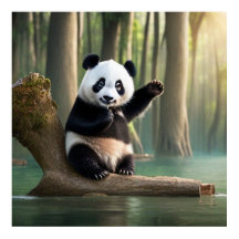 Ein sehr niedliches Panda-Posen für die Kamera