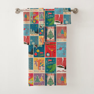 Ein sehr retro Weihnachten Badhandtuch Set