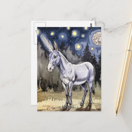Ein sehr süßes Donkey-Einhorn Postkarte (Vorderseite/Rückseite Beispiel)