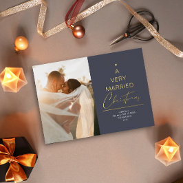 Ein sehr Verheiratetes Weihnachts-Script Blue Silv Folien Feiertagskarte