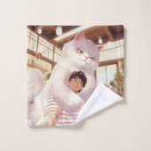 Ein Selfie mit dem Fluffy Riesen Badhandtuch Set (Waschlappen)