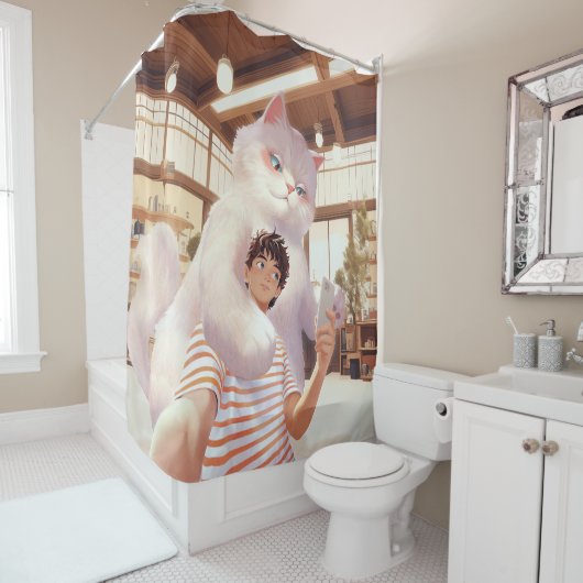 Ein Selfie mit dem Fluffy Riesen Duschvorhang (Beispiel)