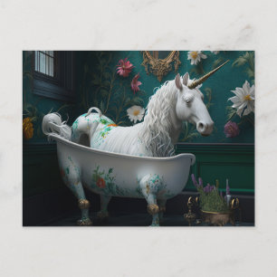 Ein seltsamer Blick im Badezimmer Einhorn Postkarte